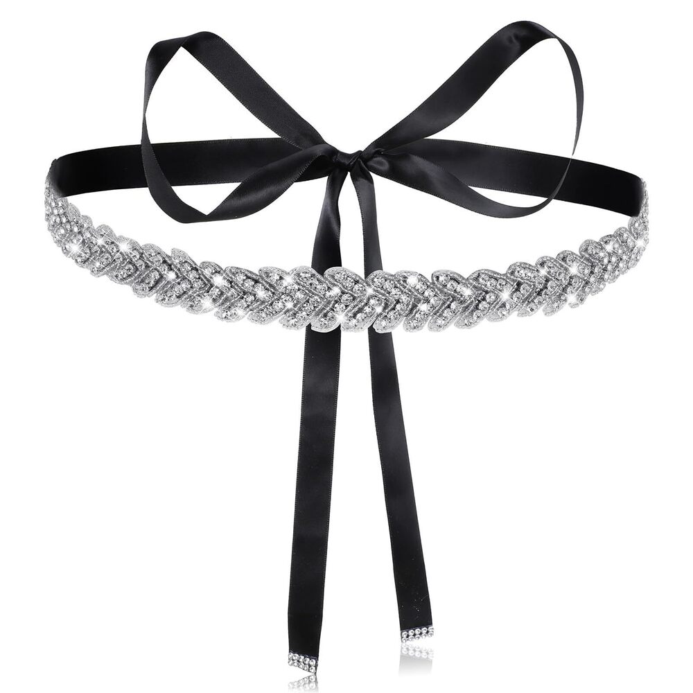 3614 Handcrafted Bridal Rhinestone Wedding Waist Belt Women Handmade Silver